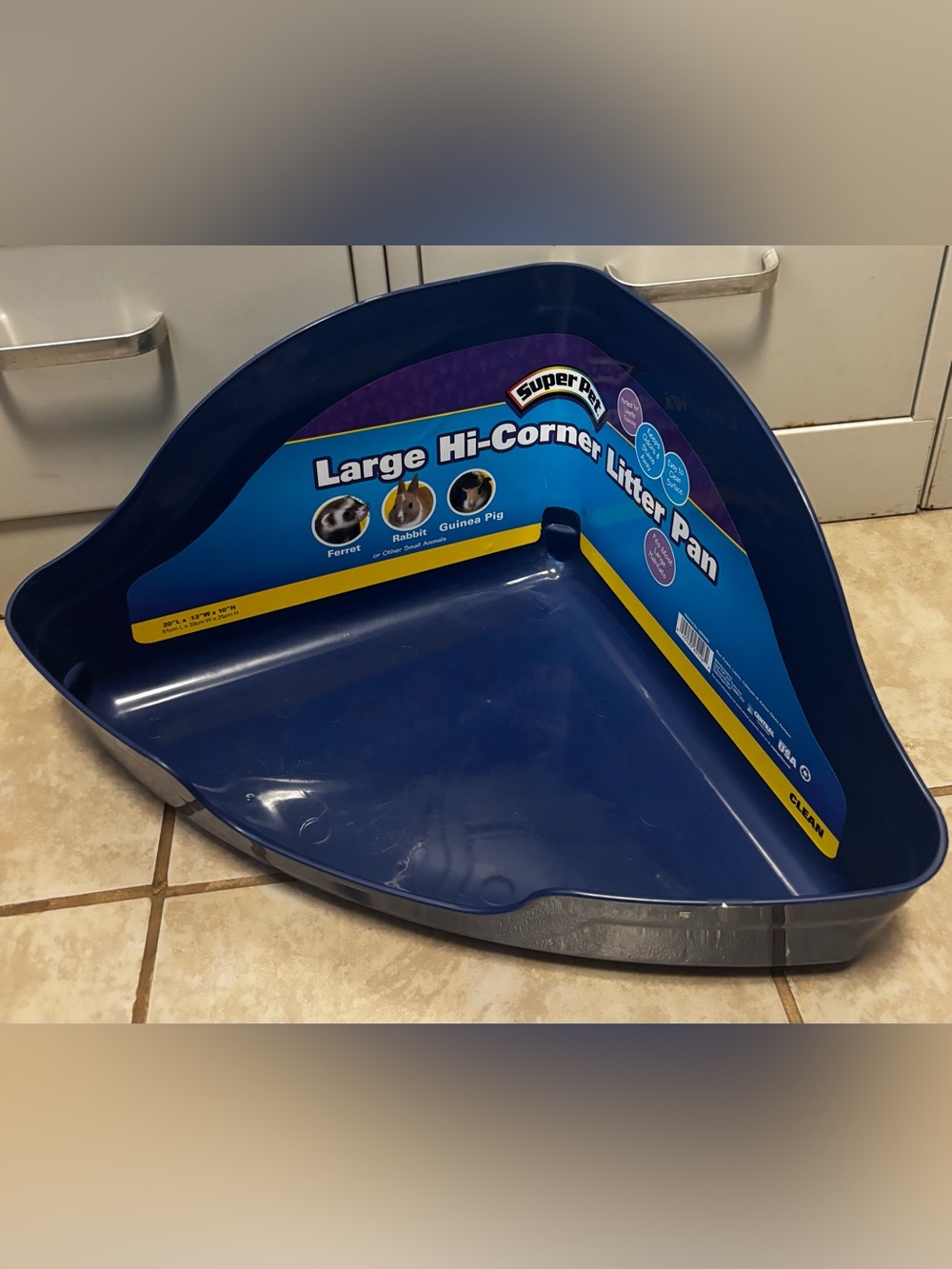 Super Pet Small Animal Dark Blue Large Hi-Corner Litter Pan